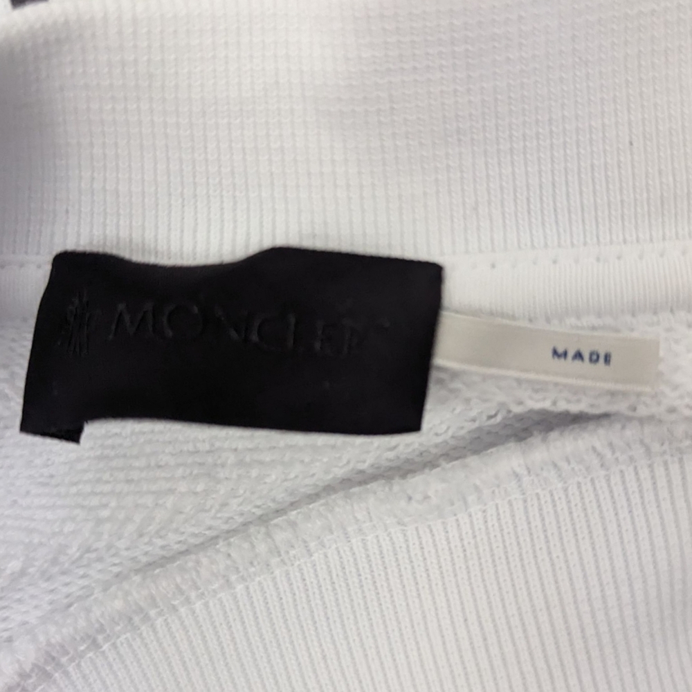 Moncler Pullover Crew Neck Sweatshirt Womens XL White Black Logo 100% Cotton - Picture 11 of 16